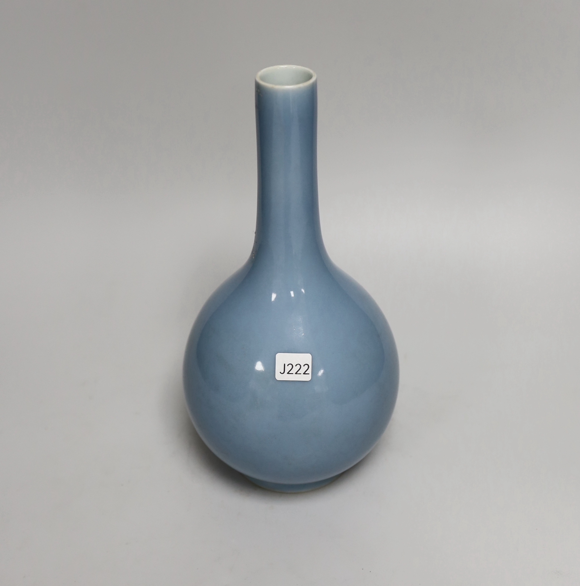 A Chinese Claire du lune glazed bottle vase, housed in a fitted case, 27cm high